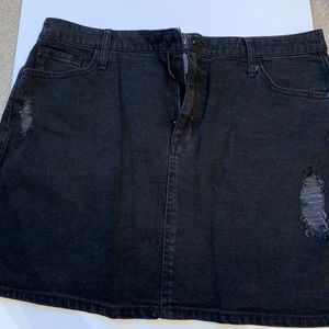 Black denim skirt